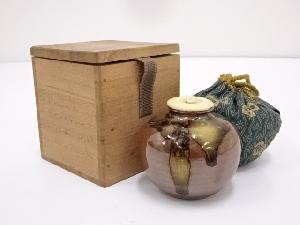 鉄釉文琳茶入　□z